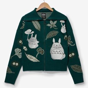 NWT Studio Ghibli My Neighbor Totoro Allover Print Zippered Women's Sweater